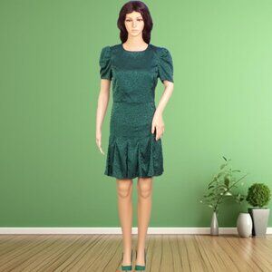 LIDA KATE size S green satin short-sleeve mermaid dress poly/span hand wash